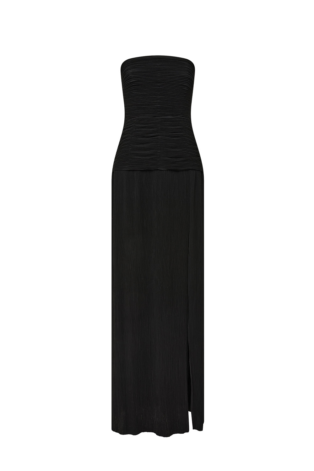 Double Time Pleat Strapless Dress