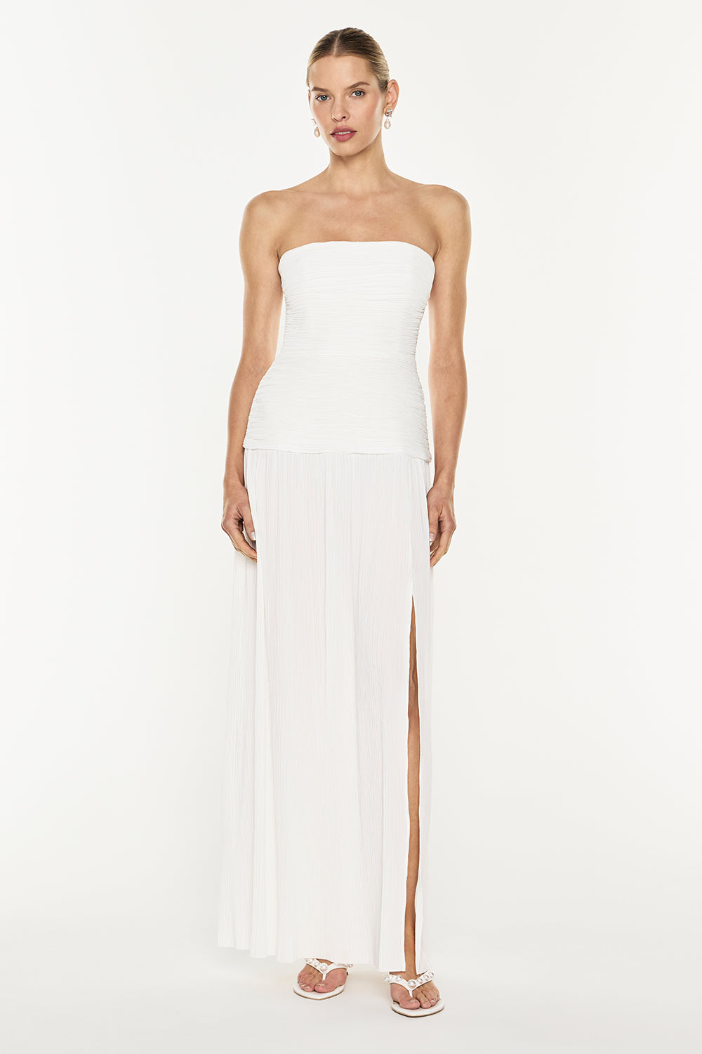 Double Time Pleat Strapless Dress