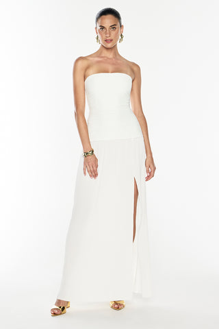 Double Time Pleat Strapless Dress
